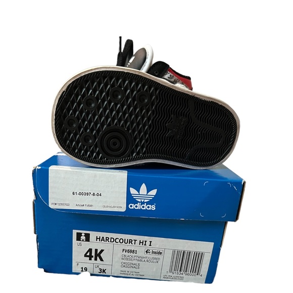 Adidas Hardcourt Hi Black and Red Baby / Toddler Size 4k Sneakers - Picture 4 of 6